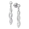 Image 1 : Round Pave-set Diamond Journey Dangle Screwback Stud Earrings 1/4 Cttw 10k White Gold