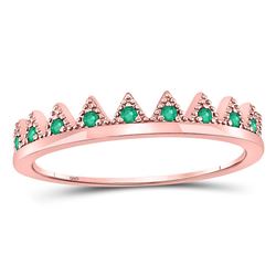 Round Emerald Chevron Stackable Band Ring 1/10 Cttw 10kt Rose Gold