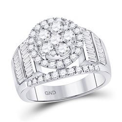 Diamond Cluster Bridal Wedding Engagement Ring 1-7/8 Cttw 14kt White Gold