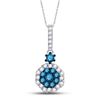 Image 1 : Round Black Color Enhanced Diamond Cluster Pendant 1/2 Cttw 10kt White Gold