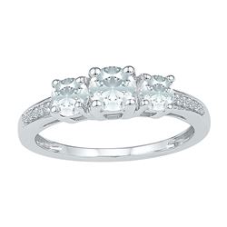 Round Lab-Created White Sapphire 3-stone Ring 1-3/8 Cttw 10kt White Gold