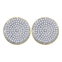 Mens Diamond Circle Cluster Stud Earrings 5/8 Cttw 10kt Yellow Gold