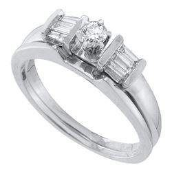 Diamond Bridal Wedding Engagement Ring Band Set 1/4 Cttw 14kt White Gold