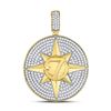 Image 1 : Mens Diamond Compass Rose Lucky 7 Charm Pendant 2-3/8 Cttw 10kt Yellow Gold