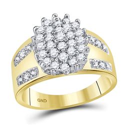 Round Prong-set Diamond Oval Cluster Ring 1/2 Cttw 10kt Yellow Gold