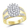 Image 1 : Round Prong-set Diamond Oval Cluster Ring 1/2 Cttw 10kt Yellow Gold