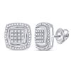 Image 1 : Diamond Square Frame Cluster Earrings 1/3 Cttw 10kt White Gold