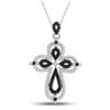 Image 1 : Round Black Color Enhanced Diamond Cross Faith Pendant 1/2 Cttw 10kt White Gold