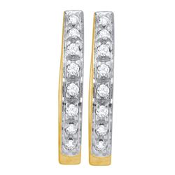 Diamond Single Row Hoop Earrings 1/8 Cttw 10kt Yellow Gold