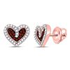 Image 1 : Round Red Color Enhanced Diamond Heart Stud Earrings 1/5 Cttw 10kt Rose Gold