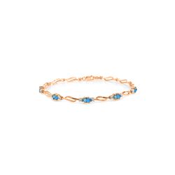 Genuine 3.39 ctw Blue Topaz & Diamond Bracelet 14KT Rose Gold - REF-82M5T