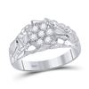 Image 1 : Mens Diamond Cluster Nugget Band Ring 1/4 Cttw 10kt White Gold