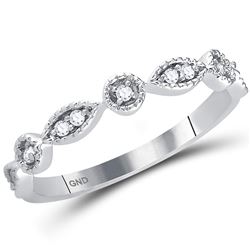 Diamond Classic Stackable Band Ring 1/10 Cttw 14kt White Gold