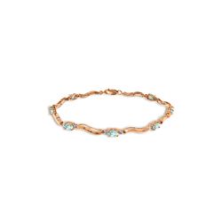 Genuine 2.01 ctw Aquamarine & Diamond Bracelet 14KT Rose Gold - REF-79H7X