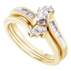 Marquise Diamond Bridal Wedding Engagement Ring Set 1/4 Cttw 10kt Yellow Gold