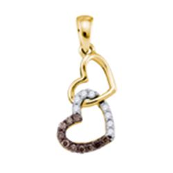 Round Brown Diamond Heart Pendant 1/6 Cttw 10kt Yellow Gold