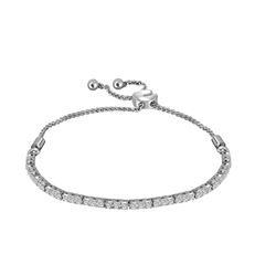 Diamond Bolo Bracelet 1.00 Cttw 14kt White Gold