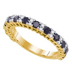 Round Black Color Enhanced Diamond Wedding Band Ring 1.00 Cttw 10kt Yellow Gold