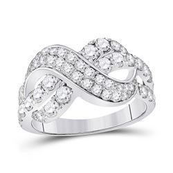 Round Pave-set Diamond Infinity Crossover Band 1-1/2 Cttw 14kt White Gold