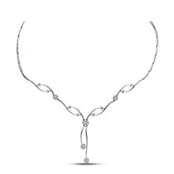 Diamond Y-Shaped Cluster Necklace 1-1/2 Cttw 14kt White Gold