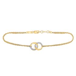 Diamond Linked Circle Fashion Bracelet 1/10 Cttw 10kt Yellow Gold