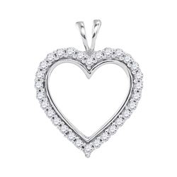 Diamond Heart Outline Pendant 1/4 Cttw 10kt White Gold