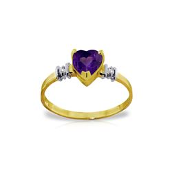 Genuine 0.98 ctw Amethyst & Diamond Ring 14KT Yellow Gold - REF-31Z2N