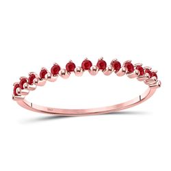 Round Ruby Single Row Stackable Ring 1/8 Cttw 10kt Rose Gold