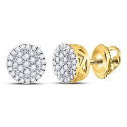 Mens Diamond Circle Cluster Earrings 3/8 Cttw 10kt Yellow Gold