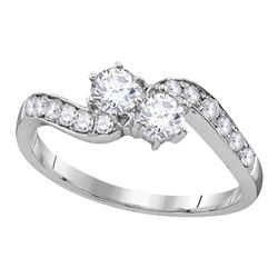 Diamond 2-stone Bridal Wedding Engagement Ring 5/8 Cttw 10kt White Gold