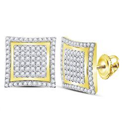 Mens Diamond Square Kite Cluster Stud Earrings 1.00 Cttw 10kt Yellow Gold