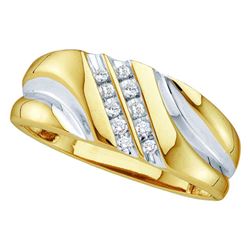 Mens Diamond Wedding Band Ring 1/8 Cttw 14kt Yellow Gold