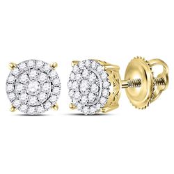 Diamond Concentric Circle Cluster Earrings 1/3 Cttw 14kt Yellow Gold