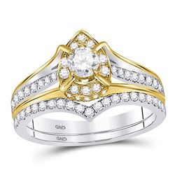 Diamond Bridal Wedding Engagement Ring Band Set 7/8 Cttw 14kt Two-tone Gold