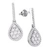 Image 1 : Diamond Dangle Screwback Earrings 1-1/2 Cttw 10kt White Gold