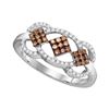 Image 1 : Round Brown Diamond Cluster Ring 1/3 Cttw 10kt White Gold