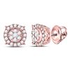 Image 1 : Diamond Halo Cluster Earrings 1/4 Cttw 14kt Rose Gold