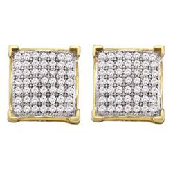 Diamond Square Cluster Screwback Earrings 1/3 Cttw 10kt Yellow Gold