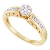 Image 1 : Diamond Flower Cluster Ring 1/4 Cttw 14kt Yellow Gold