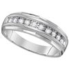 Image 1 : Mens Diamond Single Row Grooved Wedding Band Ring 1/4 Cttw 14kt White Gold