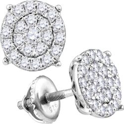 Diamond Cindys Dream Concentric Cluster Stud Earrings 2.00 Cttw 14kt White Gold