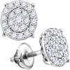 Image 1 : Diamond Cindys Dream Concentric Cluster Stud Earrings 2.00 Cttw 14kt White Gold