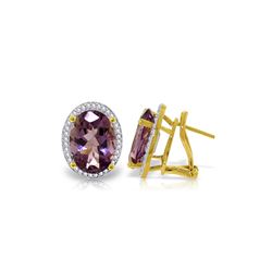 Genuine 10.56 ctw Amethyst & Diamond Earrings 14KT Yellow Gold - REF-128R3P