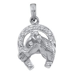 Diamond Lucky Horseshoe Pendant 1/10 Cttw 14kt White Gold