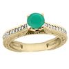 Image 1 : 0.66 CTW Emerald & Diamond Ring 14K Yellow Gold - REF-54H4M