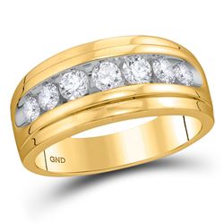 Mens Diamond Wedding Channel-Set Band Ring 7/8 Cttw 10kt Yellow Gold