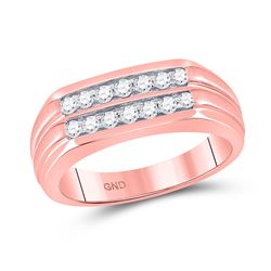 Mens Diamond Double Row Wedding Band Ring 1/2 Cttw 14kt Rose Gold