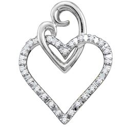 Diamond Double Joined Heart Pendant 1/12 Cttw 10kt White Gold