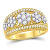Image 1 : Diamond Symmetrical Flower Cluster Ring 1.00 Cttw 10kt Yellow Gold