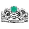 Image 1 : 1.01 CTW Emerald & Diamond Ring 10K White Gold - REF-82F6N